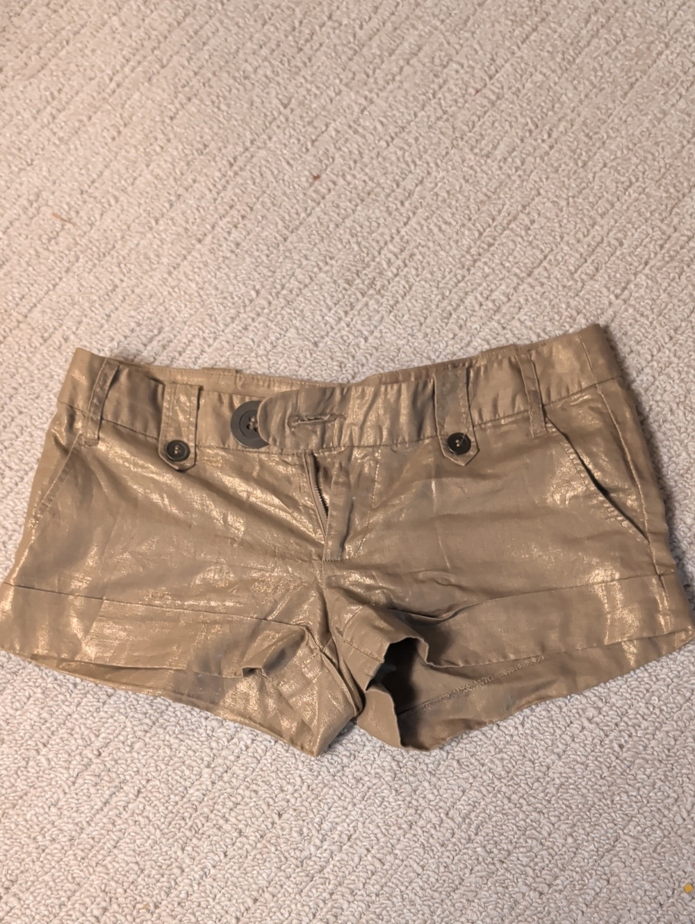 BB Dakota Metallic Khaki High-Waist Shorts